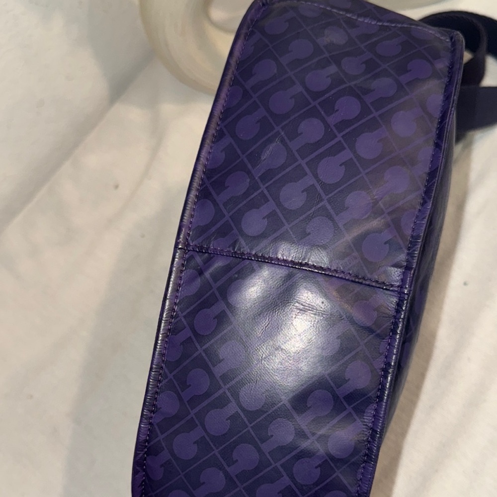 Elegant Gherardini Italy Genuine Leather PVC Crossbody Bag Purple Shoulder Bag - Picture 8 of 9